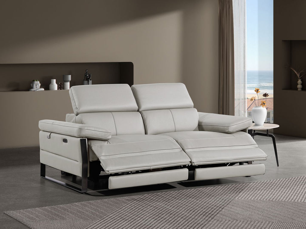 1246 Divanitalia Top Grain Italian Leather Loveseat with Power Headrest - Light Grey - SKU 1246-LT-GREY-2.2-HT - view 2