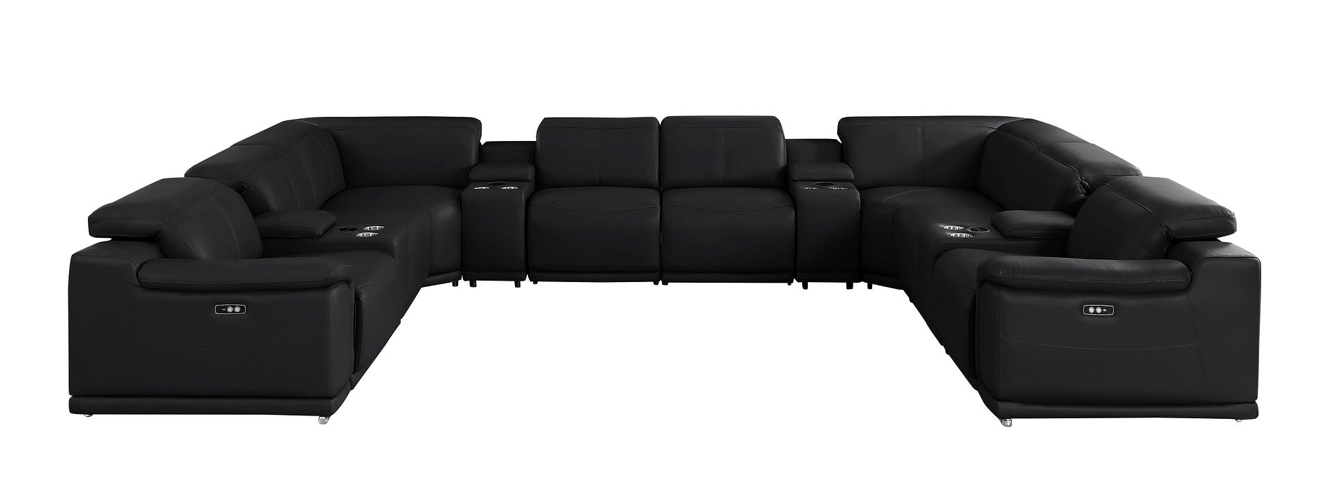 2679 12-Piece U-Shaped Power Reclining Sectional Sofa in Genuine Leather - 4 Recliners