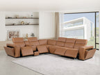 1224 Divanitalia 7-Piece L-Shaped Sectional Sofa in Top Grain Italian Leather with 4 Power Recliners & Power Headrests