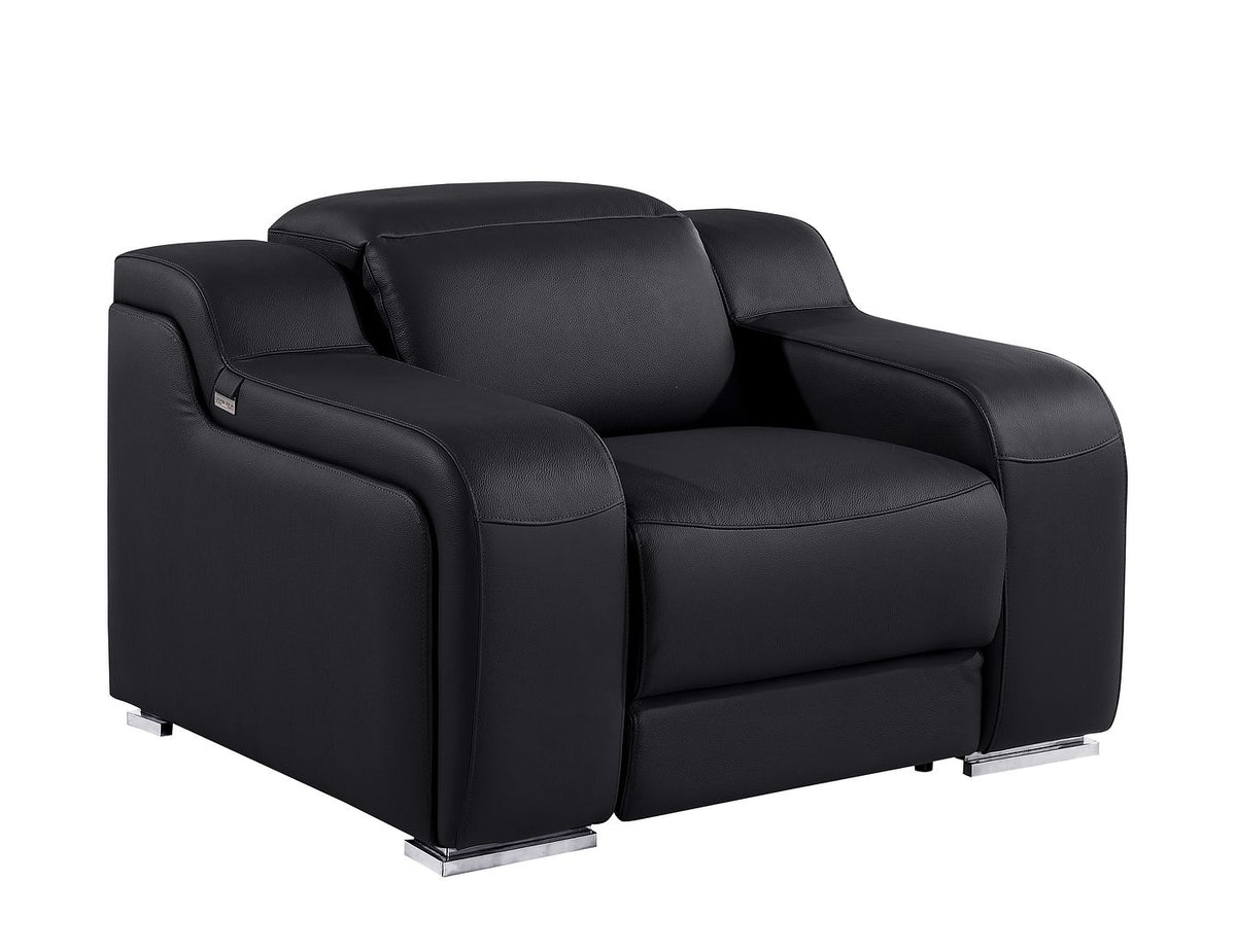 1116 Divanitalia 6-Piece Modular Power Reclining Sofa, Loveseat & Chair Set in Top Grain Italian Leather with 6 Power Recliners & Power Headrests - Black - SKU 1116-BLACK-6.6-HT-3PC - view 12