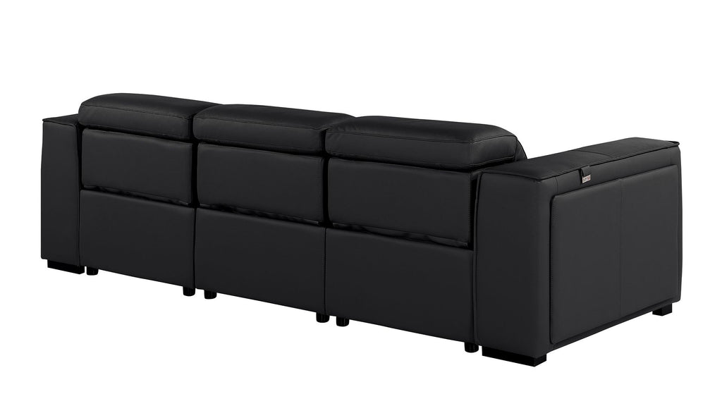 1224 Divanitalia 3-Piece Modular Power Reclining Sofa in Top Grain Italian Leather with 3 Power Recliners & Power Headrests - Black - SKU 1224-BLACK-3.3-HT - view 6