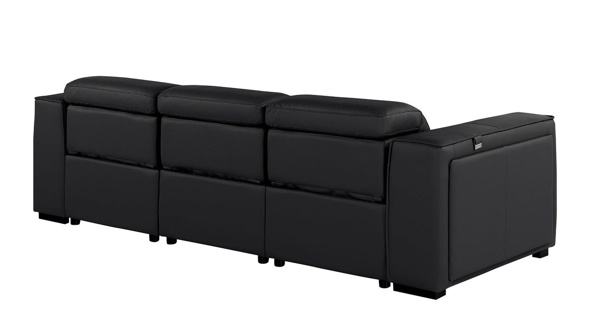 1224 Divanitalia 3-Piece Modular Power Reclining Sofa in Top Grain Italian Leather with 3 Power Recliners & Power Headrests - Black - SKU 1224-BLACK-3.3-HT - view 6