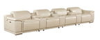 9762 Divanitalia 7-Piece Modular Top Grain Italian Leather Power Reclining Sofa with 4 Power Recliners
