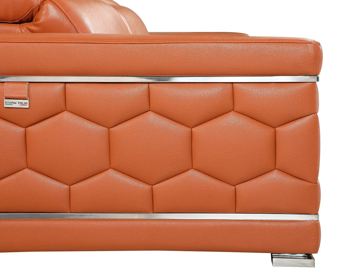 692 Divanitalia Loveseat with Adjustable Headrest in Top-grain Italian Leather - Camel - SKU 692-L-CAMEL - view 6