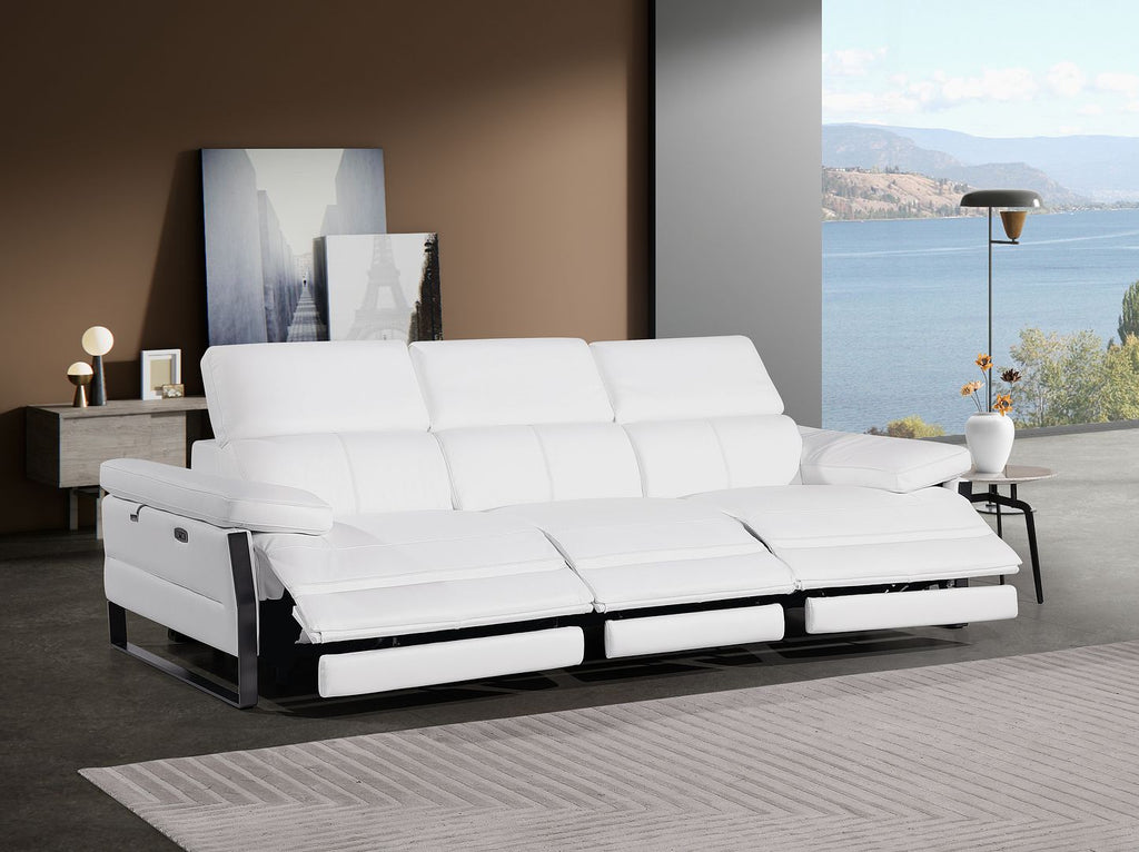 1246 Divanitalia Modular Power Triple Reclining Sofa with Power Reclining Headrests - Top Grain Italian Leather - White - SKU 1246-WHITE-3.3-HT - view 2