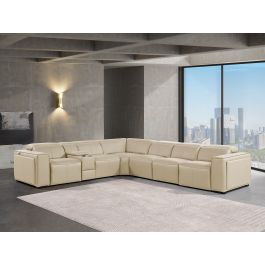1224 Divanitalia 7-Piece L-Shaped Sectional Sofa in Top Grain Italian Leather with 3 Power Recliners & Power Headrests