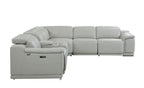 9762 Divanitalia 6-Piece L-Shaped Top Grain Italian Leather Sectional Sofa with 3 Power Recliners
