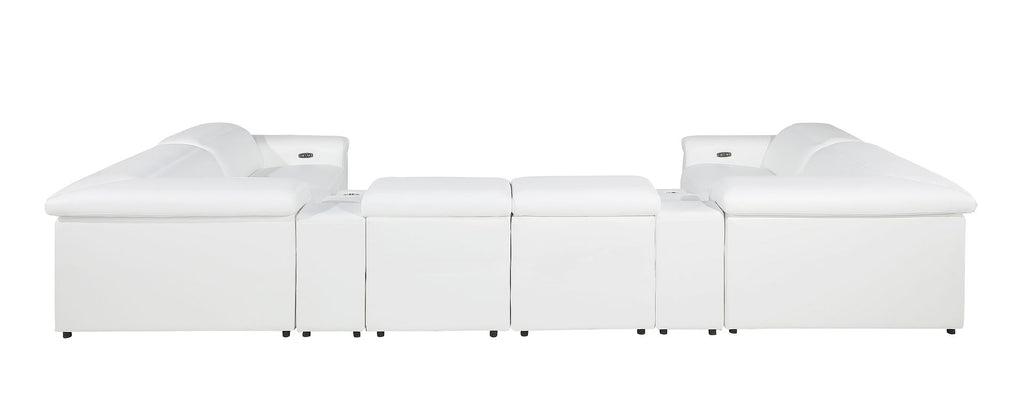 1126 Divanitalia 8-Piece U-Shaped Sectional Sofa in Top Grain Italian Leather with 2 Power Recliners & Power Headrests - White - SKU 1126-WHITE-8PC-2PWR-U-SECTIONAL-GROUP - view 6