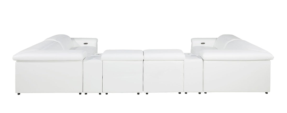 1126 Divanitalia 8-Piece U-Shaped Sectional Sofa in Top Grain Italian Leather with 2 Power Recliners & Power Headrests - White - SKU 1126-WHITE-8PC-2PWR-U-SECTIONAL-GROUP - view 6