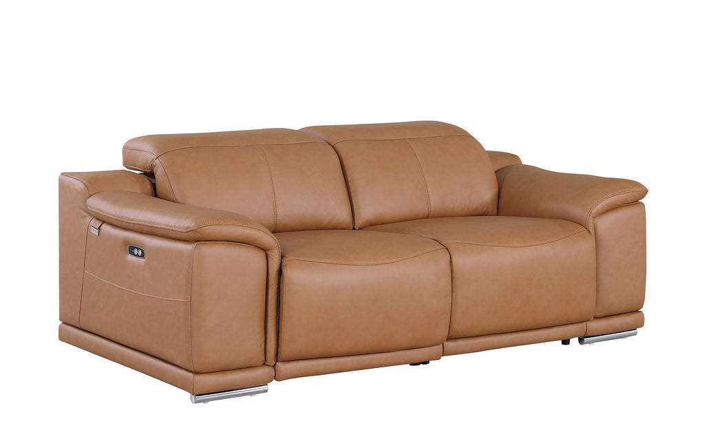 9762 Divanitalia 2-Piece Modular Power Reclining Console with 2 Power Recliners in Top Grain Italian Leather