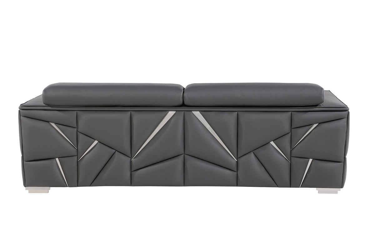 1120 Divanitalia Loveseat with Adjustable Headrest in Top-grain Italian Leather - Dark Grey - SKU 1120-DK-GREY-L - view 4