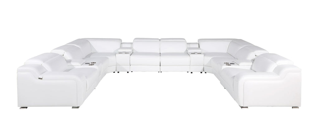 1116 Divanitalia 12-Piece U-Shaped Sectional Sofa in Top Grain Italian Leather with 4 Power Recliners & Power Headrests