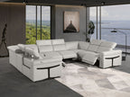 1126 Divanitalia 8-Piece U-Shaped Sectional Sofa in Top Grain Italian Leather with 4 Power Recliners & Power Headrests