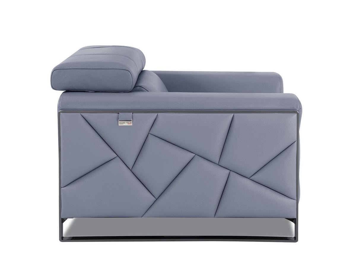903 Divanitalia Chair with Adjustable Headrest in Top-grain Italian Leather - Light Blue - SKU 903-CH-LIGHT BLUE - view 5