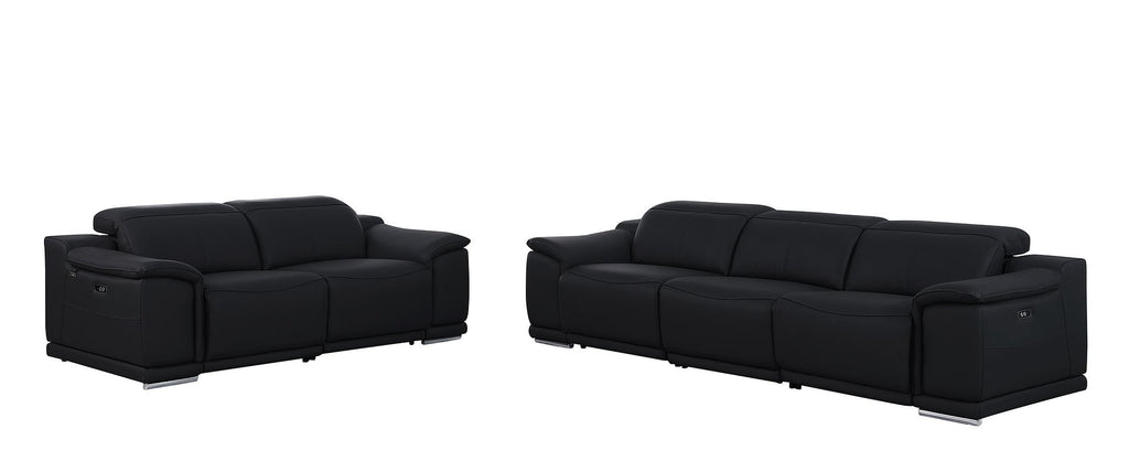 9762 Divanitalia 5-Piece Modular Power Reclining Sofa and Loveseat Set with 5 Power Recliners in Top Grain Italian Leather - Black - SKU 9762-BLACK-5.4-HT-2PC - view 3