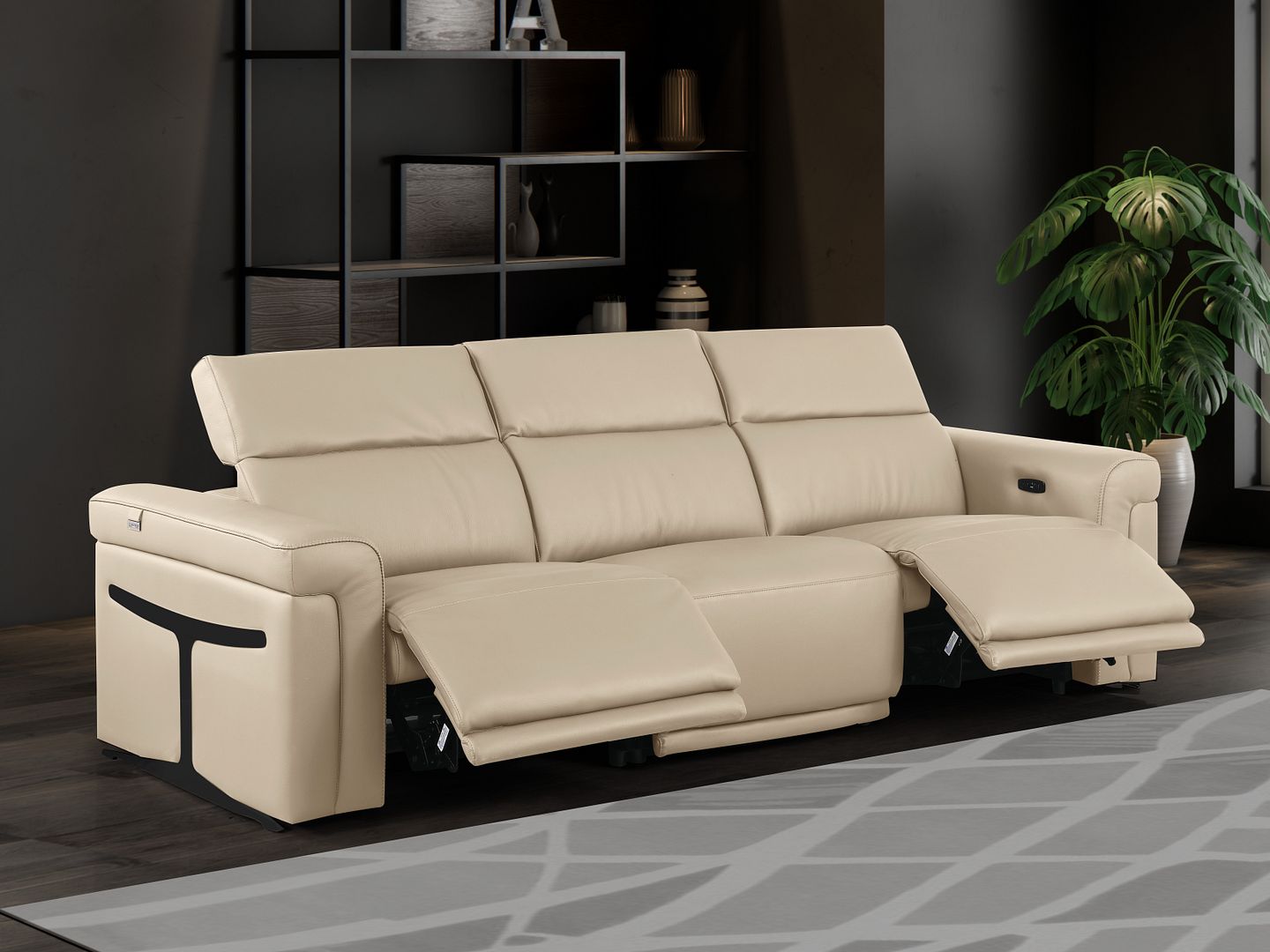 1126 Divanitalia 3-Piece Modular Power Reclining Sofa in Top Grain Italian Leather with 2 Power Recliners & Power Headrests