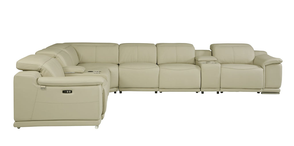 9762 Divanitalia 8-Piece L-Shaped Top Grain Italian Leather Sectional Sofa with 3 Power Recliners