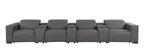 1208 7 Piece Leather Sofa with 4 Power Recliners and Power Headrests - Dark Grey - SKU 1208-DK-GREY-S-7.4-HT - view 3