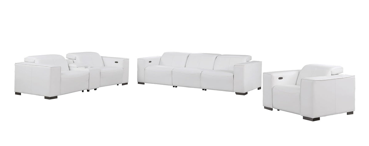 1208 Modular Leather Set with 6 Power Recliners & Power Headrests - White - SKU 1208-WHITE-7.6-HT-3PC - view 3