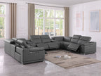 9762 Divanitalia 10-Piece U-Shaped Top Grain Italian Leather Sectional Sofa with 4 Power Recliners
