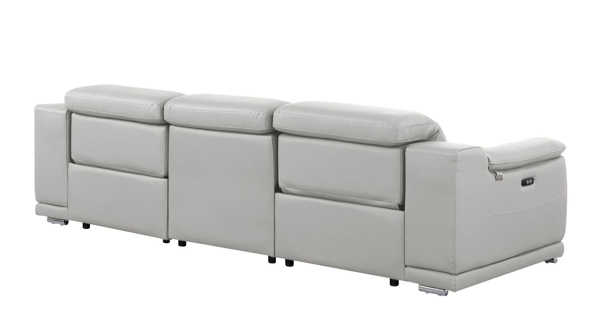 9762 Divanitalia 3-Piece Modular Power Reclining Sofa with 2 Power Recliners in Top Grain Italian Leather - Light Grey - SKU 9762-LT-GREY-3.2-S-HT - view 6