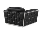 1111 Divanitalia Chair with Adjustable Headrest in Top-grain Italian Leather - Black - SKU 1111-BLACK-CH - view 3