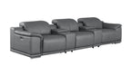 2679 Genuine Leather Sofa with 3 Power Recliners & Dual Storage Consoles