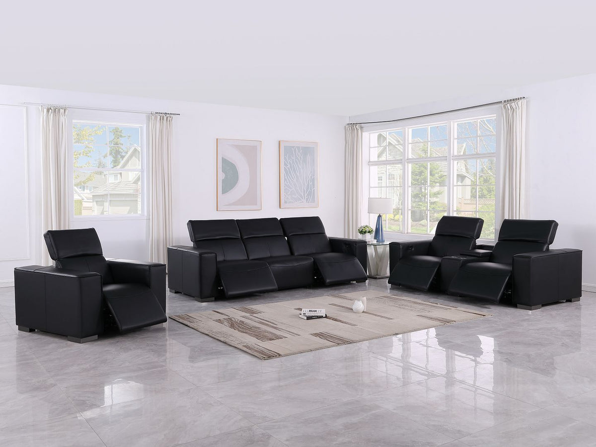 1208 Modular Leather Set with 5 Power Recliners & Power Headrests - Black - SKU 1208-BLACK-7.5-HT-3PC - view 2