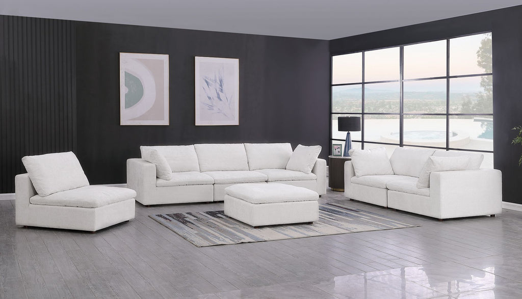 1100 Divanitalia 3-Piece Sofa Set with Ottoman - Pearl - SKU 1100-LT-GREY-FABRIC-3PC-OTT