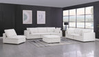 1100 Divanitalia 3-Piece Sofa Set with Ottoman - Pearl - SKU 1100-LT-GREY-FABRIC-3PC-OTT