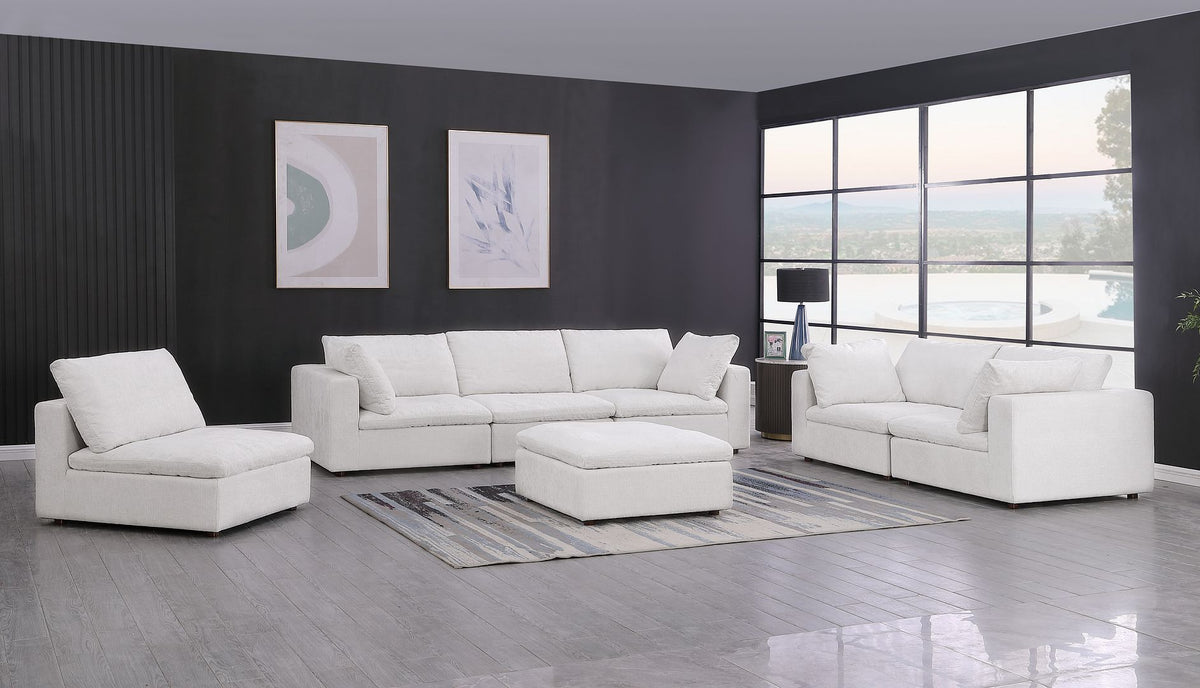 1100 Divanitalia 3-Piece Sofa Set with Ottoman - Pearl - SKU 1100-LT-GREY-FABRIC-3PC-OTT