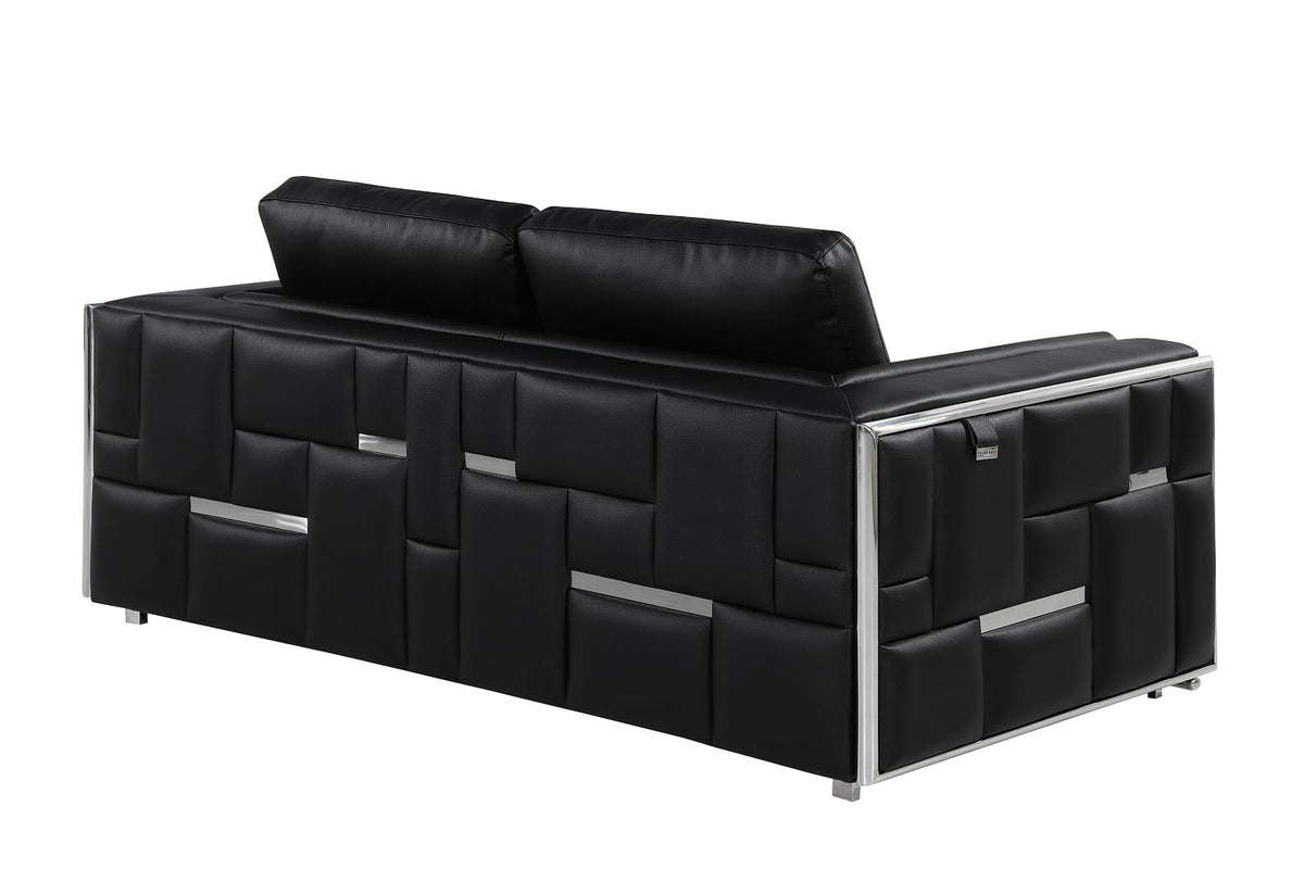 1130 Divanitalia Loveseat in Top-grain Italian Leather - Black - SKU 1130-BLACK-L - view 3