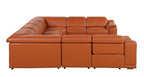 9762 Divanitalia 8-Piece U-Shaped Top Grain Italian Leather Sectional Sofa with 4 Power Recliners