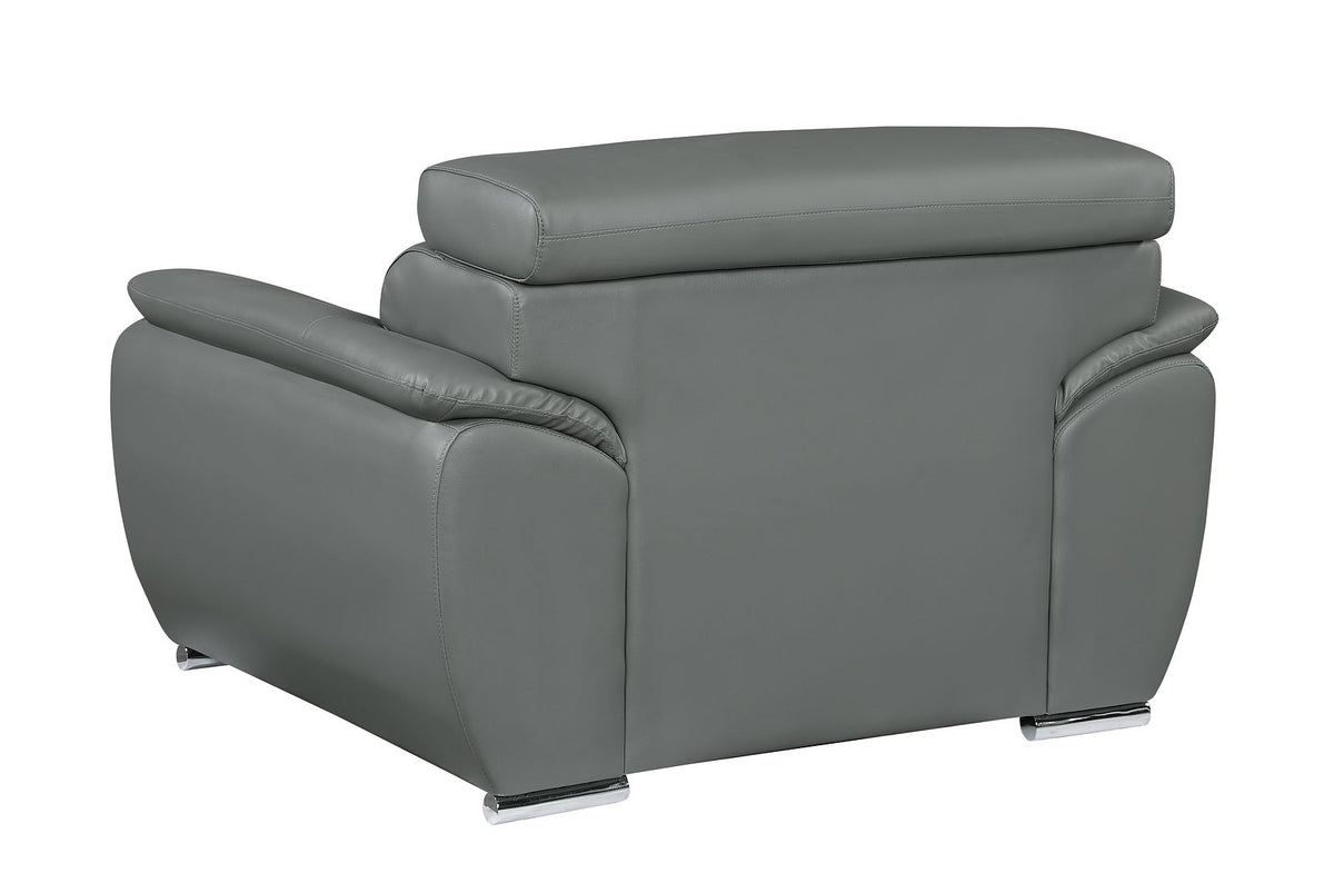 4571 Modern Genuine Leather Chair - Dark Grey - SKU 4571-CH-GREY - view 3