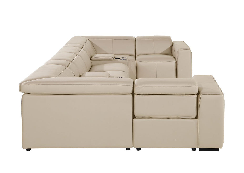 1224 Divanitalia 8-Piece U-Shaped Sectional Sofa in Top Grain Italian Leather with 4 Power Recliners & Power Headrests