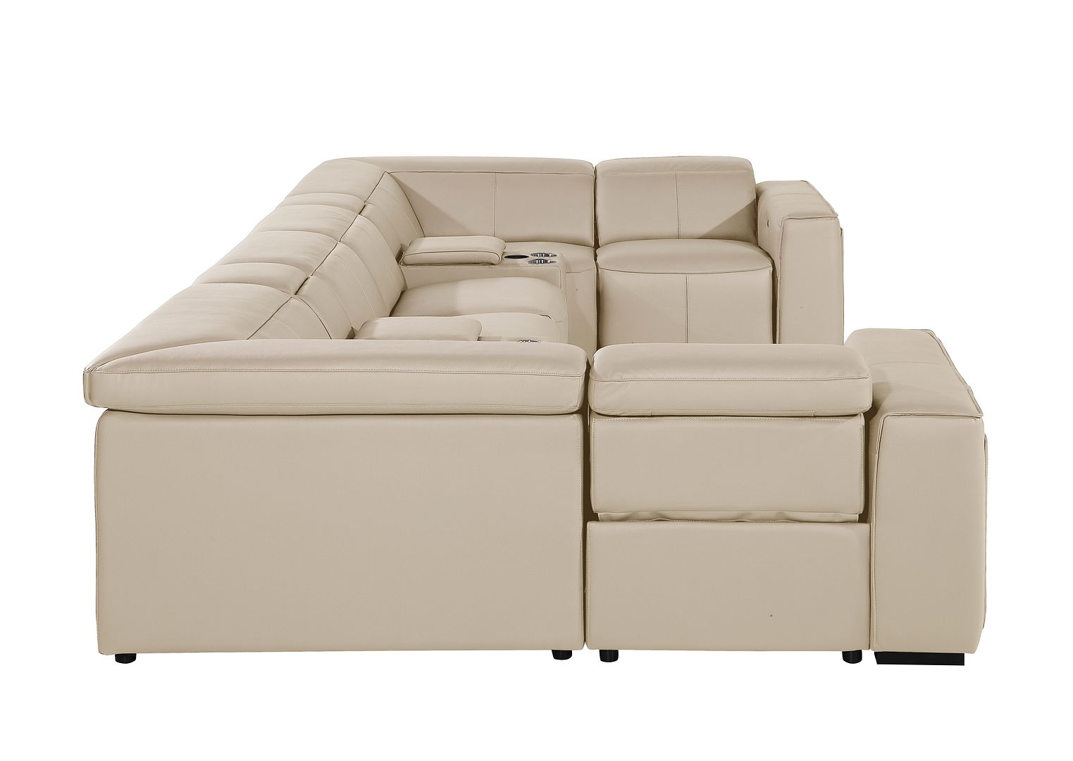 1224 Divanitalia 8-Piece U-Shaped Sectional Sofa in Top Grain Italian Leather with 4 Power Recliners & Power Headrests