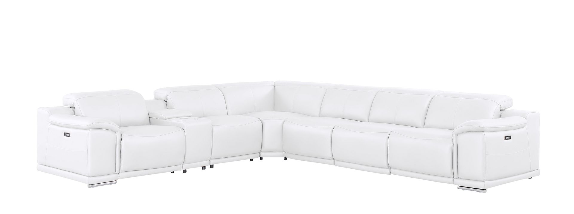 2679 7-Piece L-Shaped Power Reclining Sectional Sofa in Genuine Leather - 3 Recliners