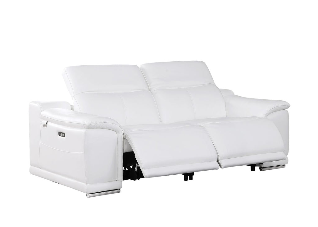 9762 Divanitalia 2-Piece Modular Power Reclining Console with 2 Power Recliners in Top Grain Italian Leather