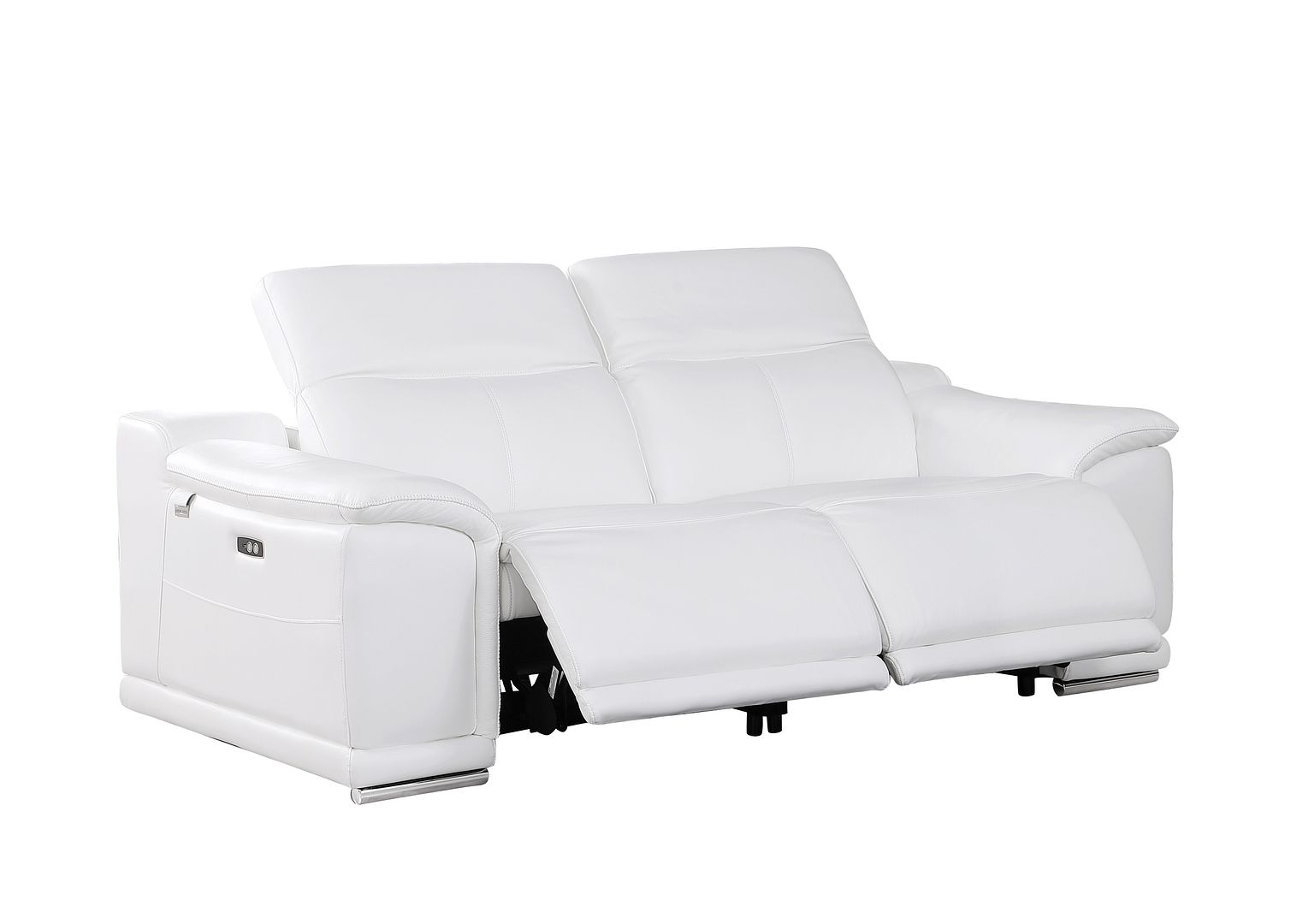 9762 Divanitalia 2-Piece Modular Power Reclining Console with 2 Power Recliners in Top Grain Italian Leather