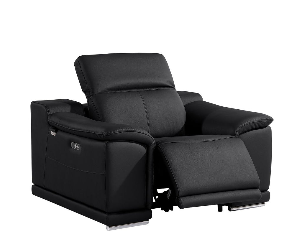 9762 Divanitalia 6-Piece Modular Power Reclining Sofa, Loveseat and Chair Set with 6 Power Recliners in Top Grain Italian Leather - Black - SKU 9762-BLACK-6.6-HT-3PC - view 11