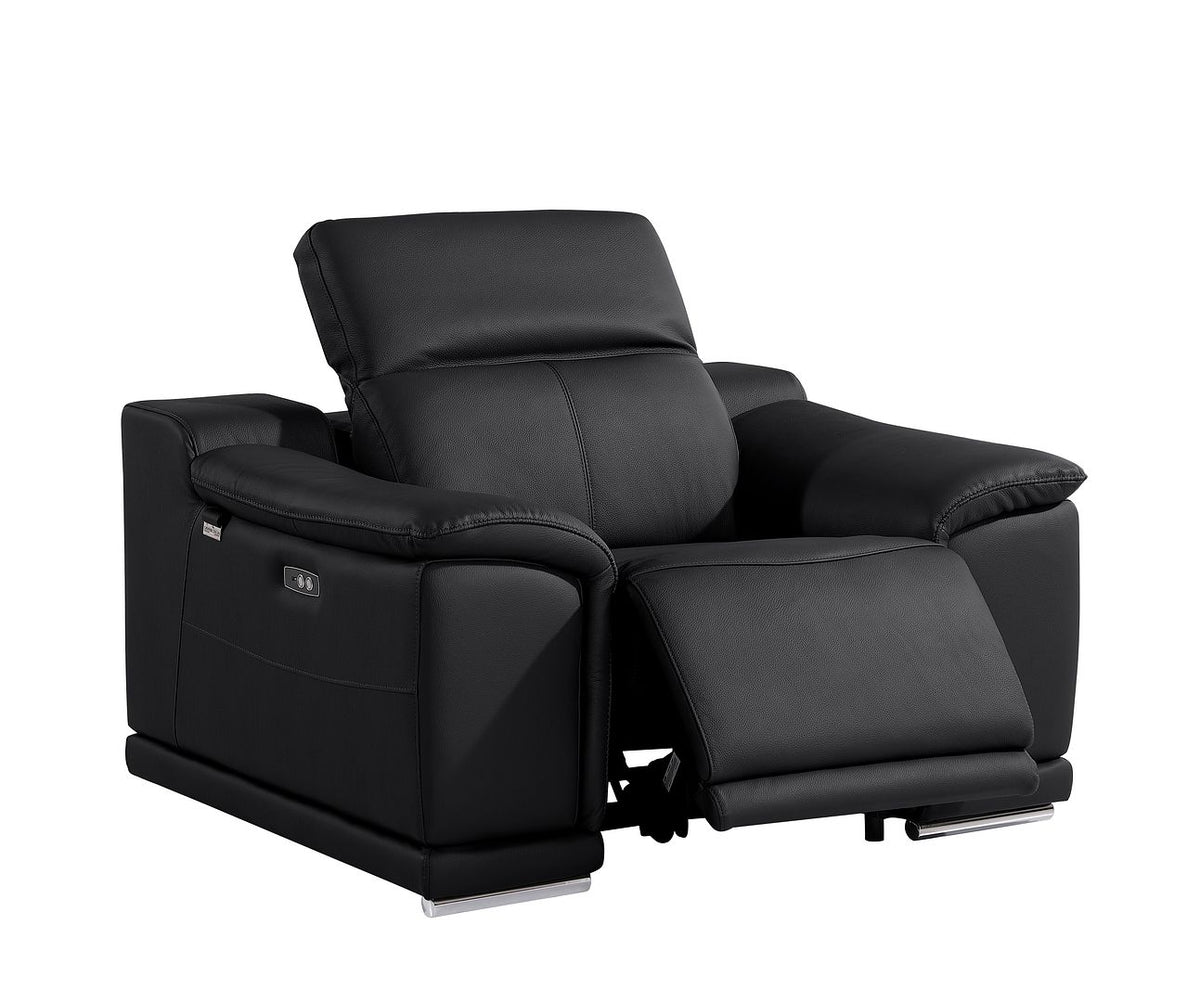 9762 Divanitalia 6-Piece Modular Power Reclining Sofa, Loveseat and Chair Set with 6 Power Recliners in Top Grain Italian Leather - Black - SKU 9762-BLACK-6.6-HT-3PC - view 11