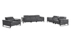 1246 Divanitalia Modular Power Dual Reclining Sofa, Console Loveseat, and Chair Set with Power Headrests - Top Grain Italian Leather - Dark Grey - SKU 1246-DK-GREY-7.5-HT-3PC - view 3