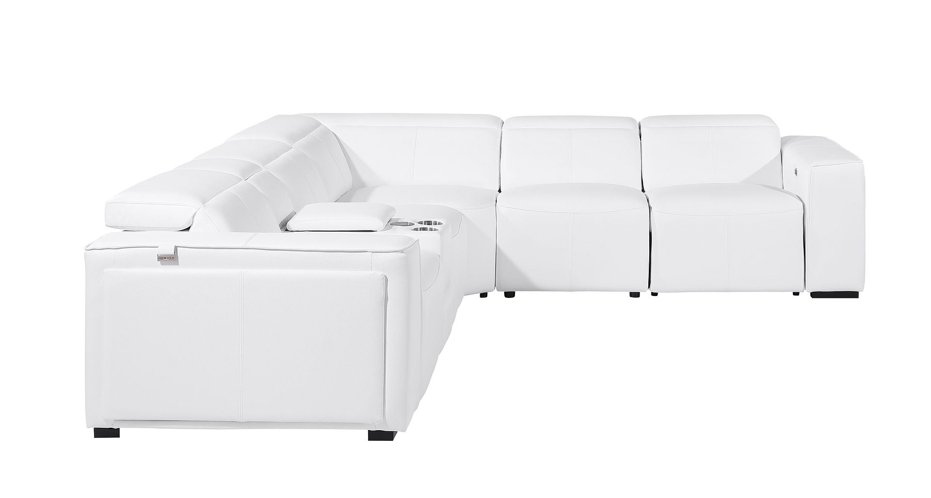 1224 Divanitalia 6-Piece L-Shaped Sectional Sofa in Top Grain Italian Leather with 3 Power Recliners & Power Headrests