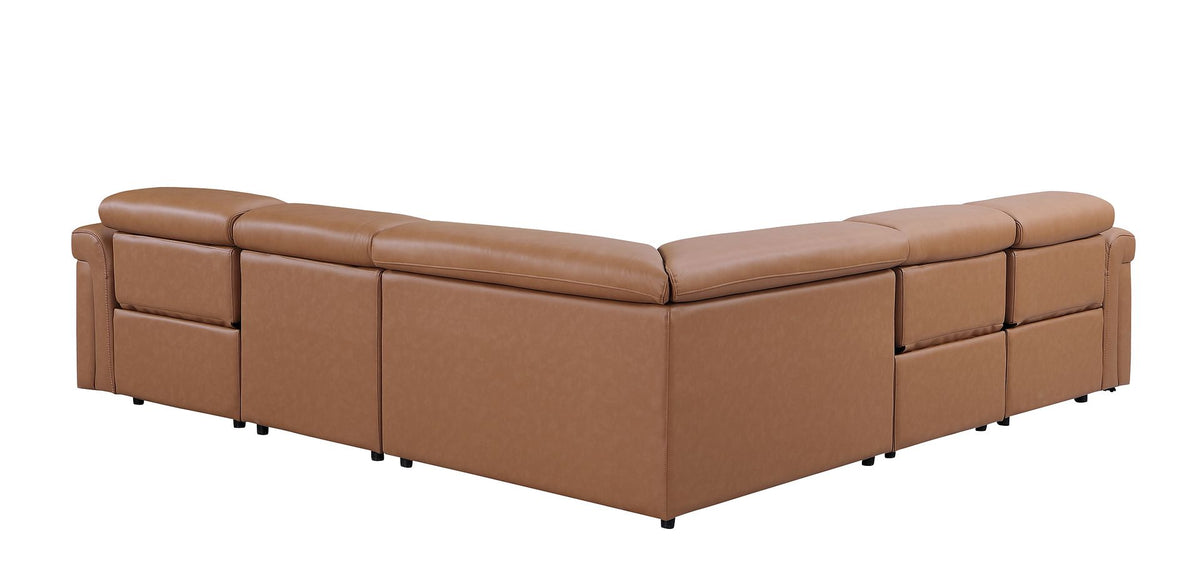 1126 Divanitalia 5-Piece L-Shaped Sectional Sofa in Top Grain Italian Leather with 3 Power Recliners & Power Headrests - Cognac - SKU 1126-COGNAC-SEC-5PC-3PWR-SECTIONAL-GROUP - view 8