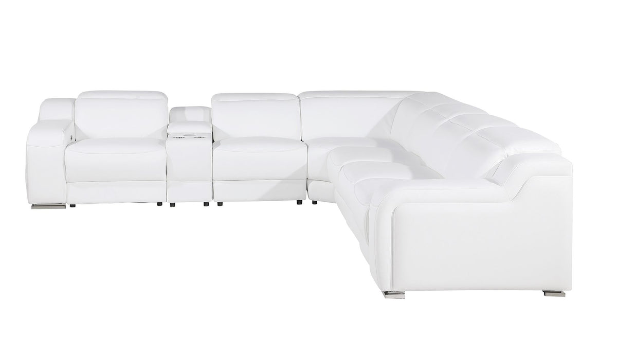 1116 Divanitalia 7-Piece L-Shaped Sectional Sofa in Top Grain Italian Leather with 3 Power Recliners & Power Headrests - White - SKU 1116-WHITE-7PC-3PWR-SECTIONAL- GROUP - view 4