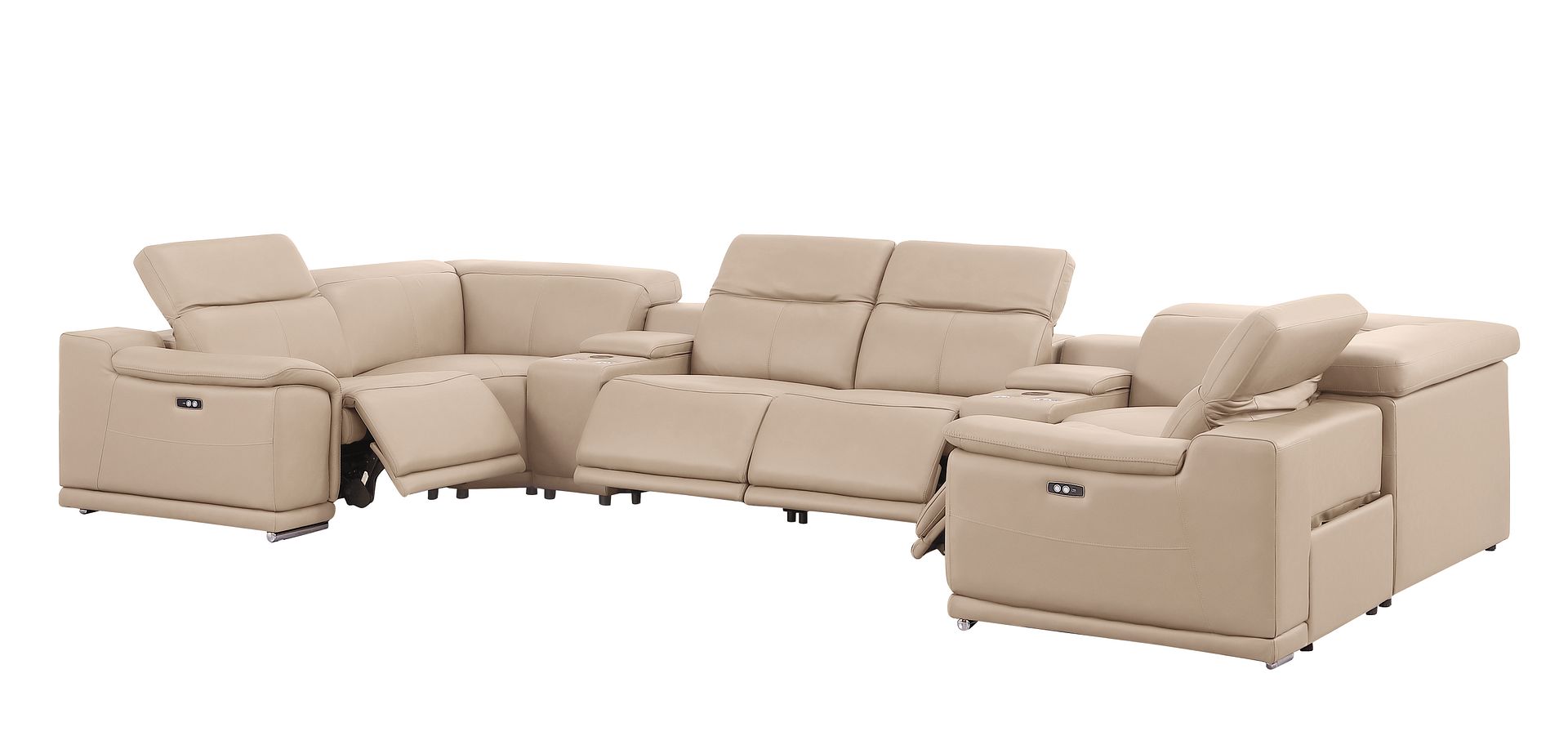 2679 8-Piece U-Shaped Power Reclining Sectional Sofa in Genuine Leather - 4 Recliners