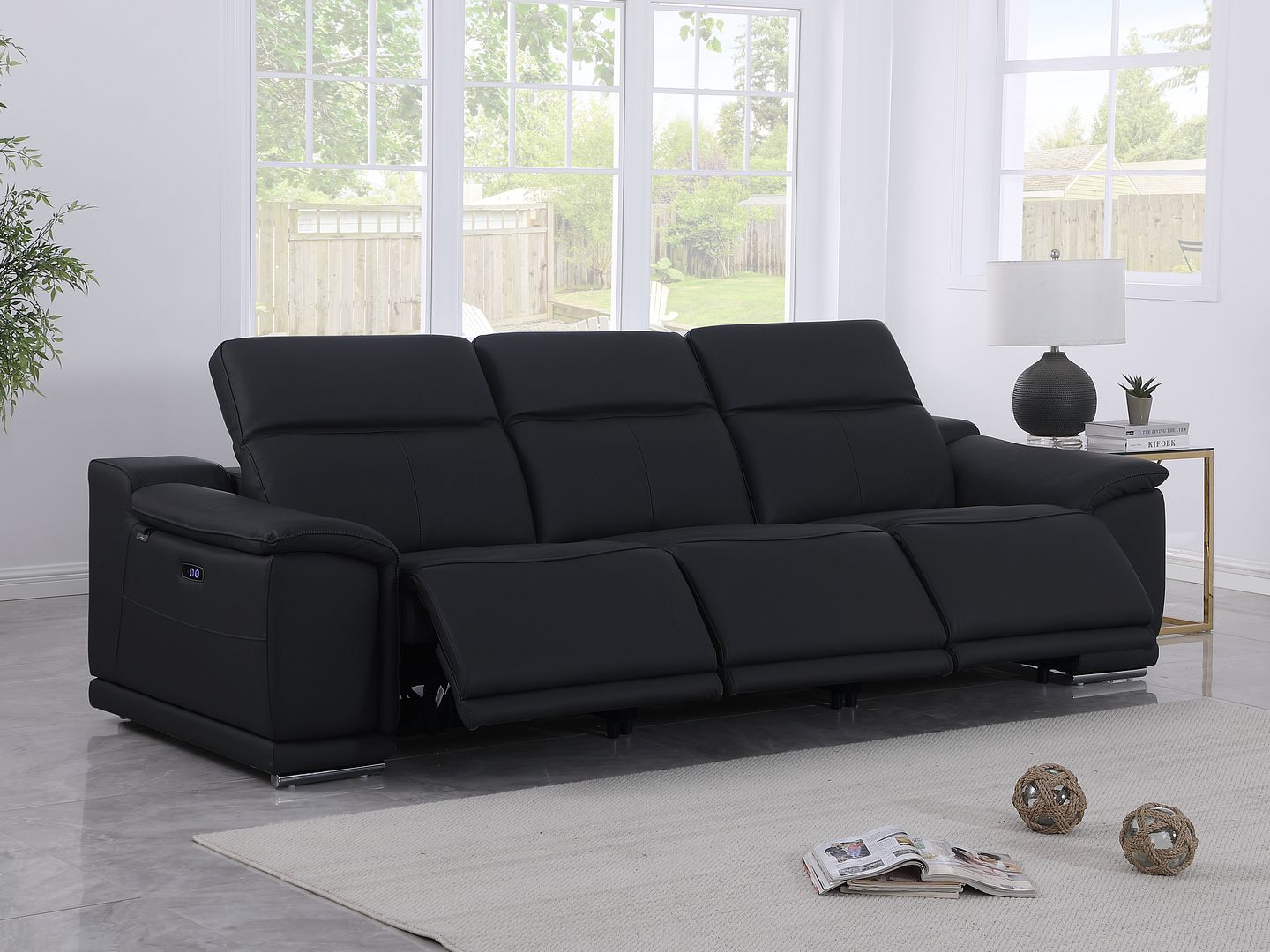 9762 Divanitalia 3-Piece Modular Power Reclining Sofa with 3 Power Recliners in Top Grain Italian Leather