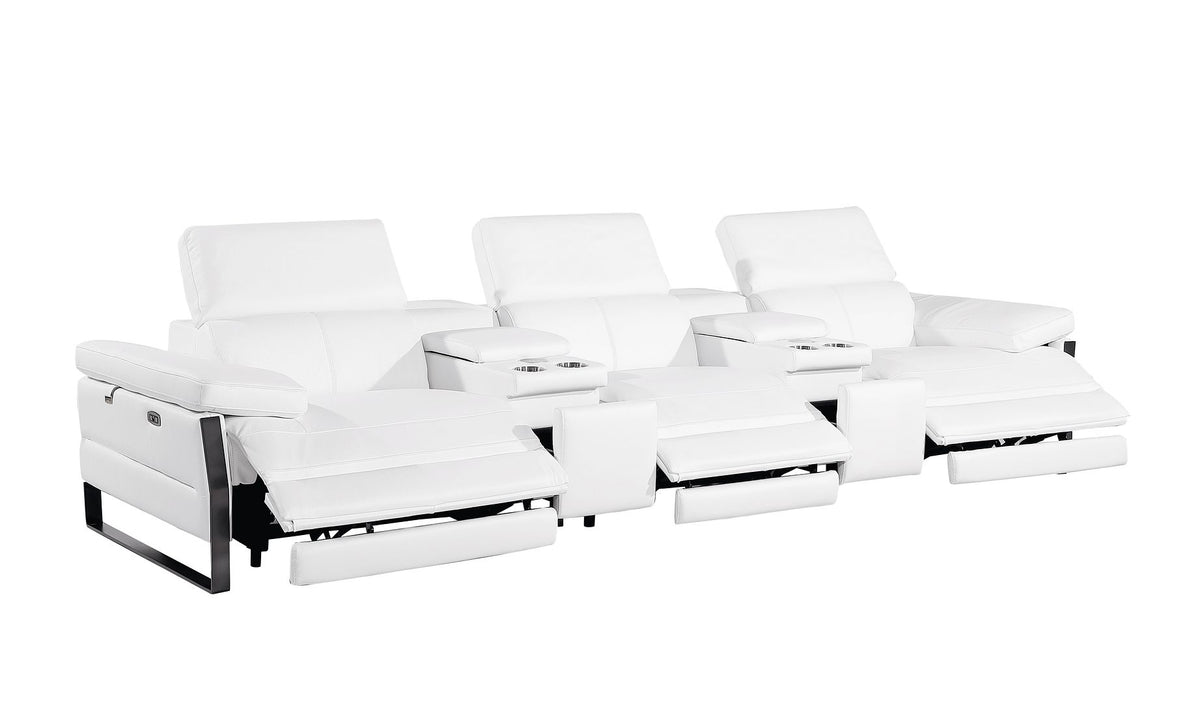 1246 Divanitalia Modular Power Reclining Dual Console Sofa and Console Loveseat Set with Power Headrests - Top Grain Italian Leather - White - SKU 1246-WHITE-8.5-HT-2PC - view 7