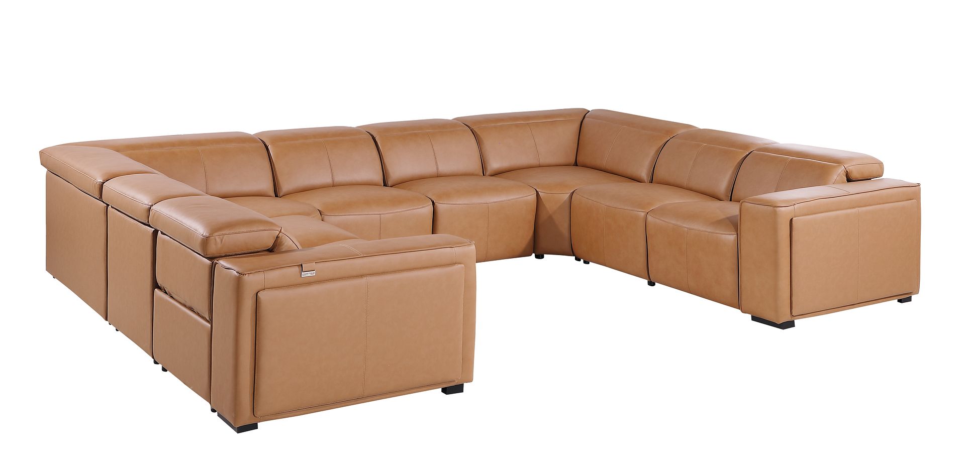 1224 Divanitalia 8-Piece U-Shaped Sectional Sofa in Top Grain Italian Leather with 4 Power Recliners & Power Headrests