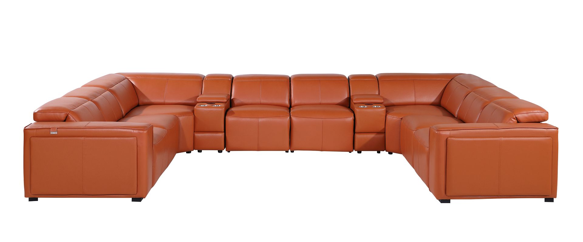 1224 Divanitalia 10-Piece U-Shaped Sectional Sofa in Top Grain Italian Leather with 4 Power Recliners & Power Headrests